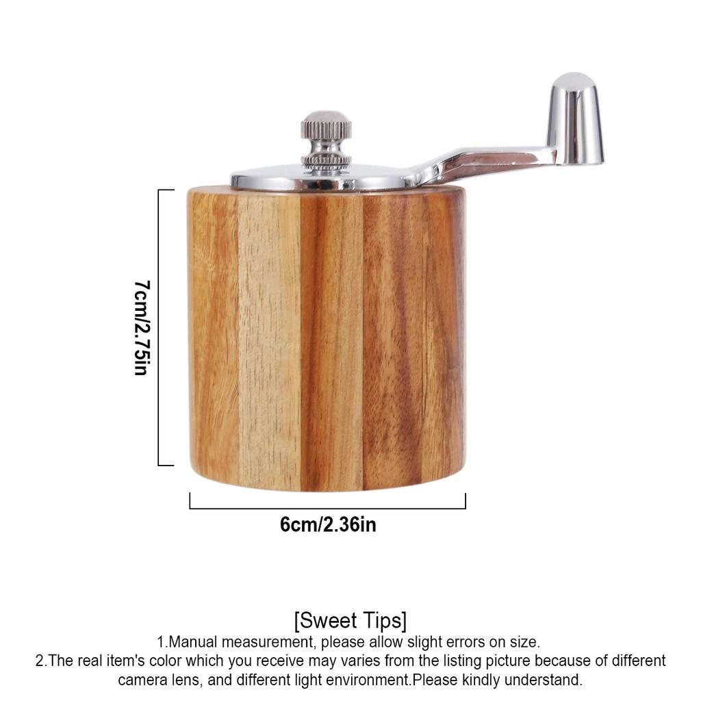D5 Pepper Grinder, Classical Hand Shake Wood Pepper Mills for Kitchen, Adjustable Coarseness,Great for Pepper, Sea Salt, Sesame