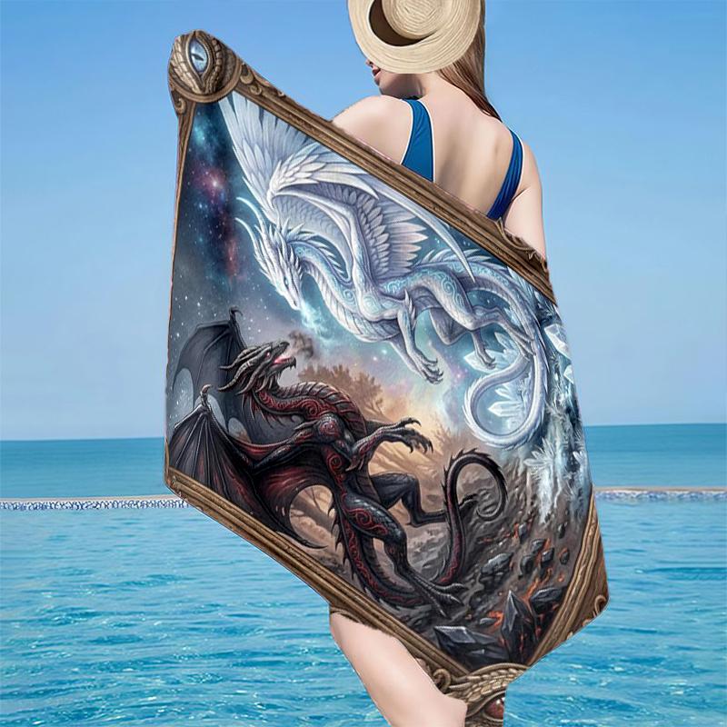 Colorful Dragon Artwork Beach Towel, Super Soft Microfiber, Gift for Her/Him, Birthday, for Pool, Beach, Travel, Home Decor Fan gifts
