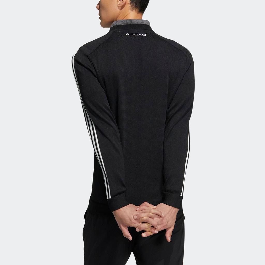 Adidas Side Stripe Golf Long Sleeve Crewneck Sweater Men Sweater Black HZ9223