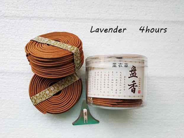 Natrual 48ring/box sandalwood incense coils with mini metal incense holder household Fragrance indian busshist Lavender