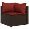 VidaXL Garden Corner Sofa with Brown Cushions Wicker, Sofa, Garden Sofa, Sectional Corner Sofa, 319809