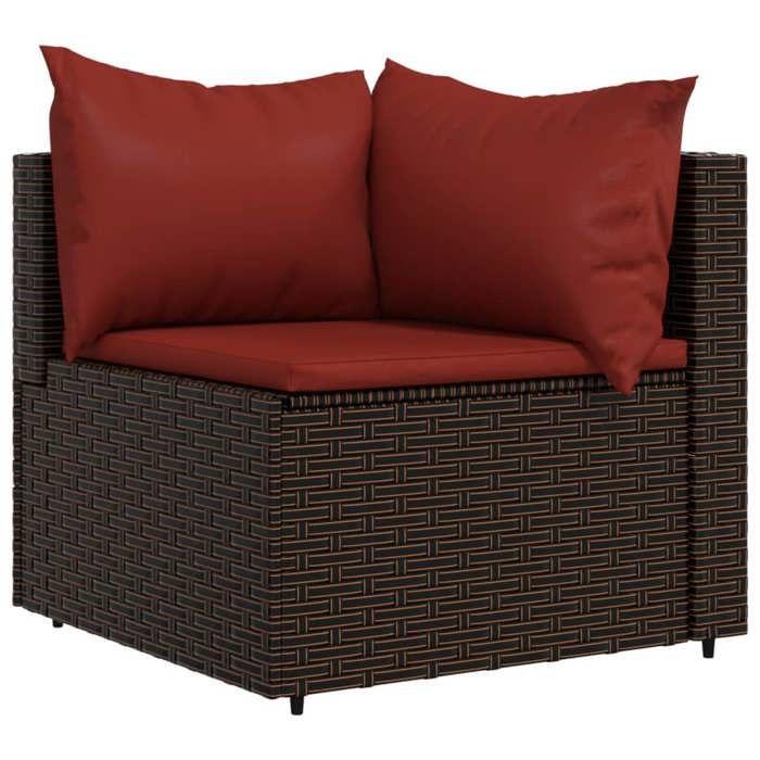 VidaXL Garden Corner Sofa with Brown Cushions Wicker, Sofa, Garden Sofa, Sectional Corner Sofa, 319809