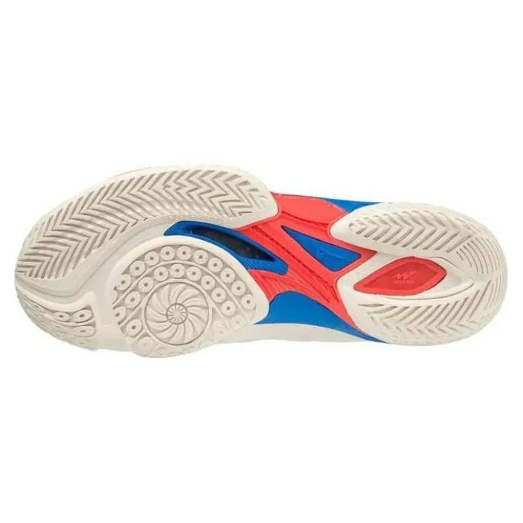 Mizuno Wave Claw 2 Cushioning, Wear Resistant Low top Badminton Shoes Unisex White Blue 71GA211010
