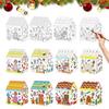 12pcs Christmas Paper Colored Houses DIY Handmade Colored Cardboard Houses Holiday Party Gifts For Teens Girls Boys