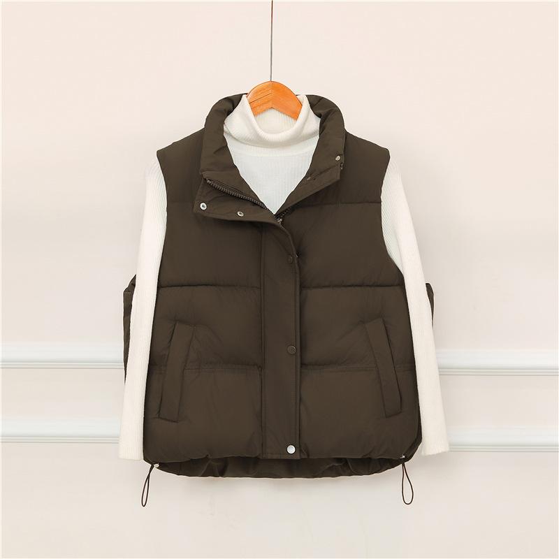 Cotton Vest Women's Short Spring, Autumn and Winter New Fashion Stand Collar Warm Loose Cotton Vest Outer Cotton Vest Jacket