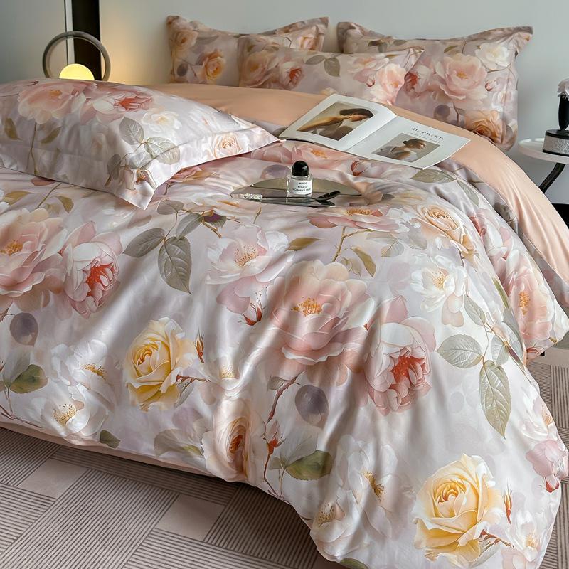 Tencel Cotton Printed Four-Piece Set - Lightweight Luxury Bedding for Spring & Summer