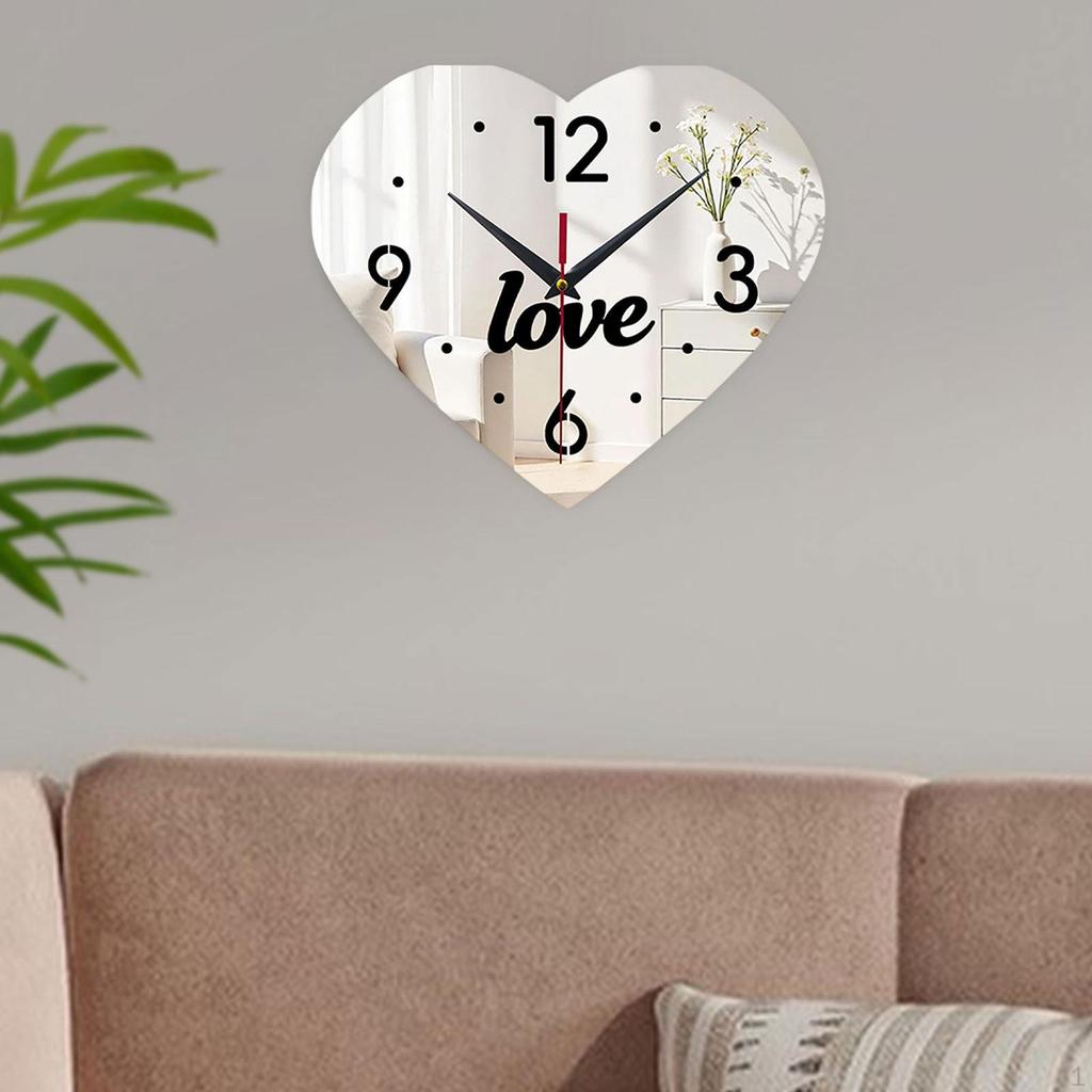 Heart Shape Wall Clock Decorative Modern Minimalist Creative Decoration for Anniversary Home