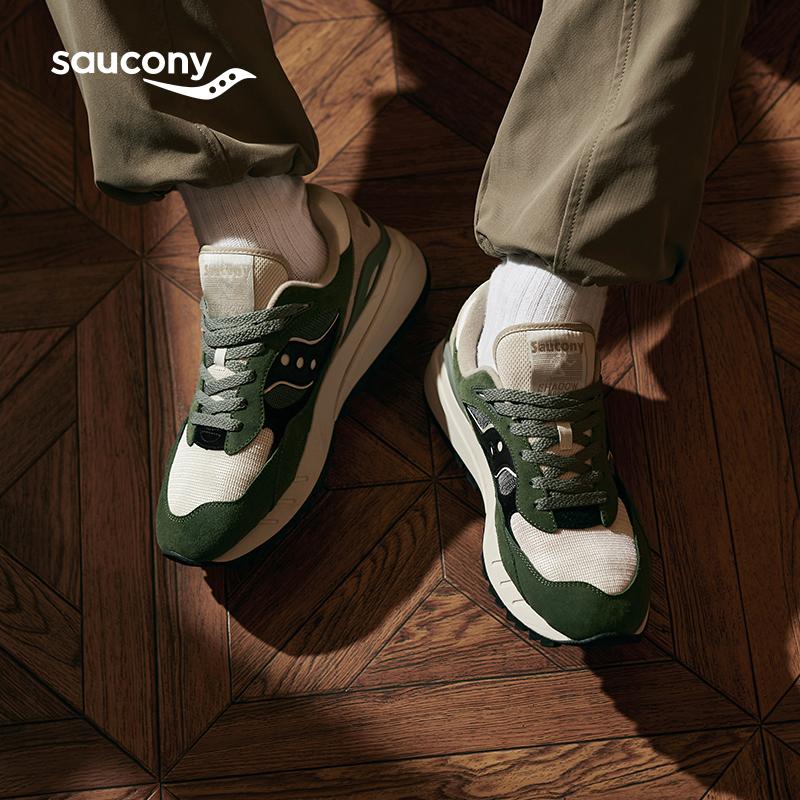 SAUCONY Shadow 6000 Retro Comfortable EVA Rubber Non-Slip Increased Height Low-Top Running Shoes Unisex Sneaker Green Rice Black S79050-4