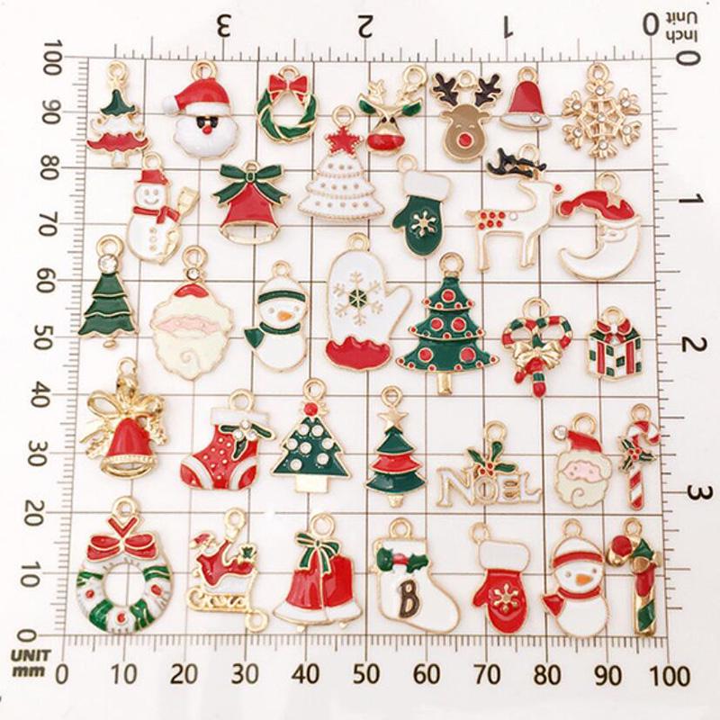 38Pcs Mixed Christmas Charms Enamel Pendants Diy Bracelet Jewelry Making Craft