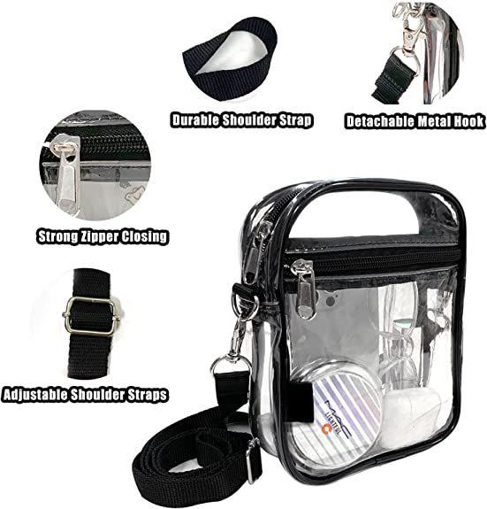 Adjustable PVC Transparent Crossbody Bag with Zipper for Concerts and Sports