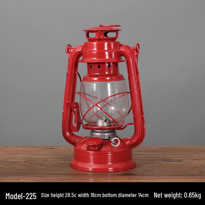 Vintage Wrought Iron Kerosene Hurricane Lamp - Nostalgic Camping Decor & Photography Prop