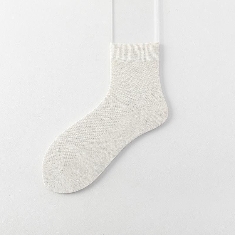 Cotton Socks, Men's Mid-length Summer/autumn Mesh Breathable Shallow-mouth Sports Anti-odor Business Suit Leather Shoes, Long Socks