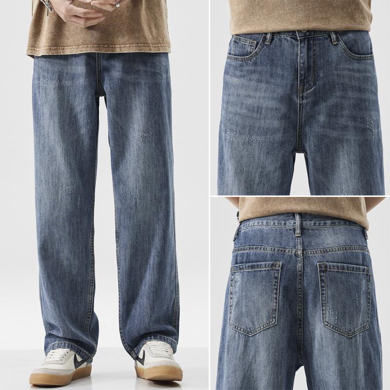 

New year s new loose trendy brand straight-leg all-match youth jeans men s American high street men s pants Europe and the United States 42 світло-синій колір