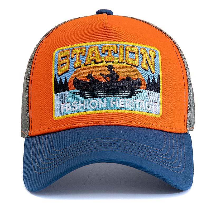 Unisex Summer Fishing Cap Breathable Mesh Trucker Hat Men Women Fisherman Embroidery Stitched Design Adjustable Snapback Hat Outdoor Fishing