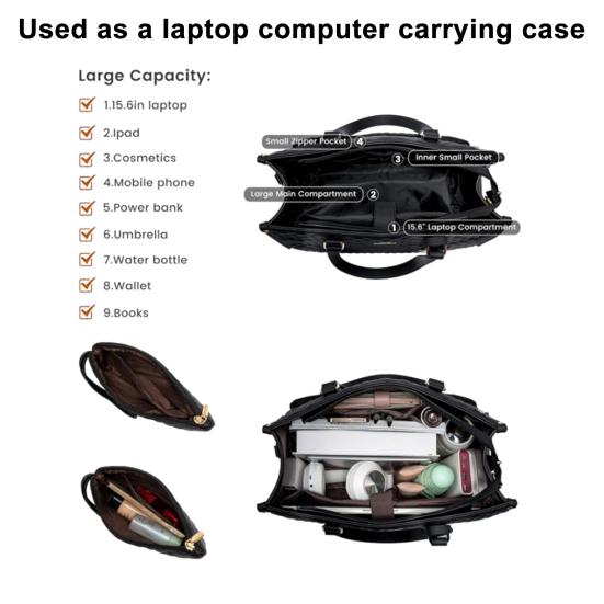 Dámská svačinová taška přes rameno s termoizolační přihrádkou na jídlo, velká kapacita, taška na notebook, prošívaná kabelka pro práci, cestování, business casual