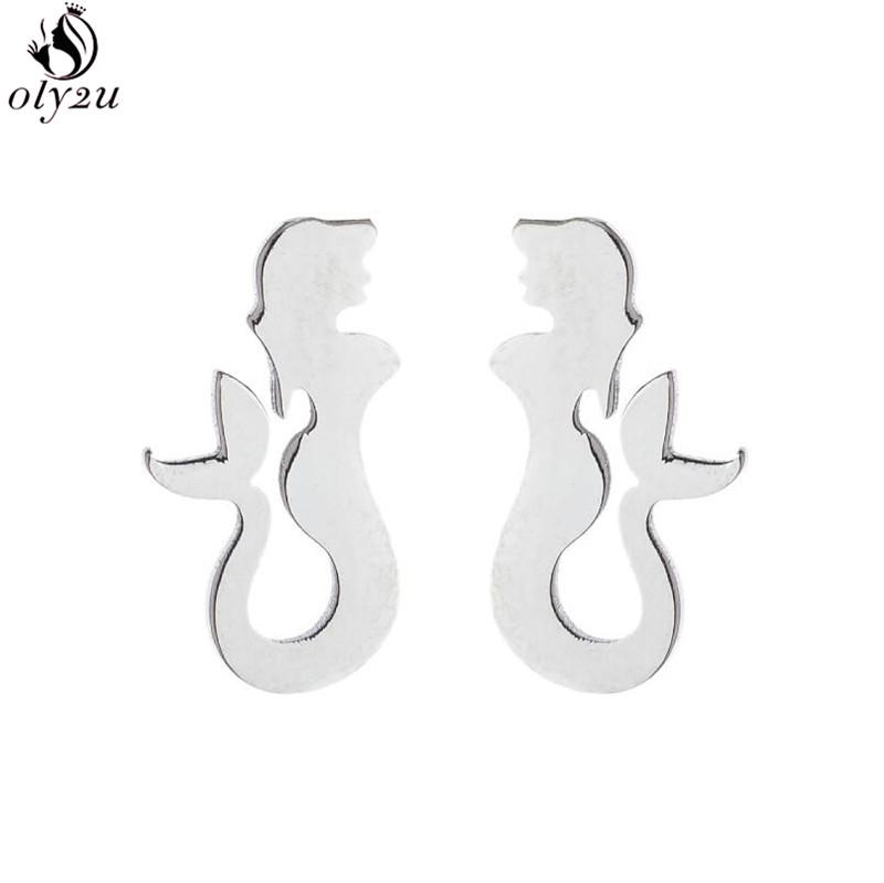Funny Stainless Steel Gingerbread Man Earring Cartoon Ghost Ear Jewelry Girls Delicate Mermaid Fairy Earrings Gifts Accessories