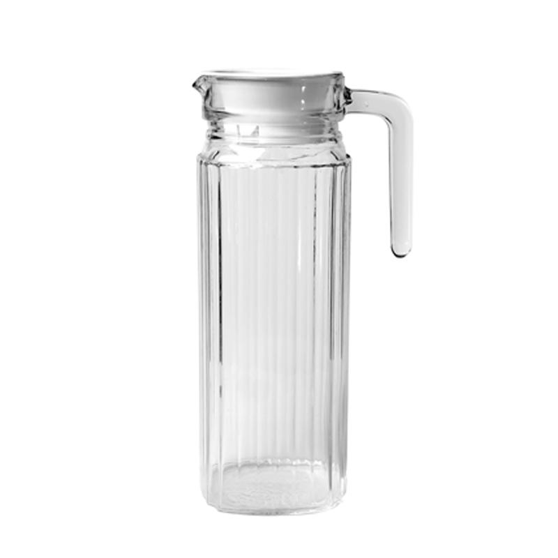 HeY LiLac 1.1L Xiangyue Square Striped Cold Water Pitcher Transparent lead-free Glass jug 1100ml
