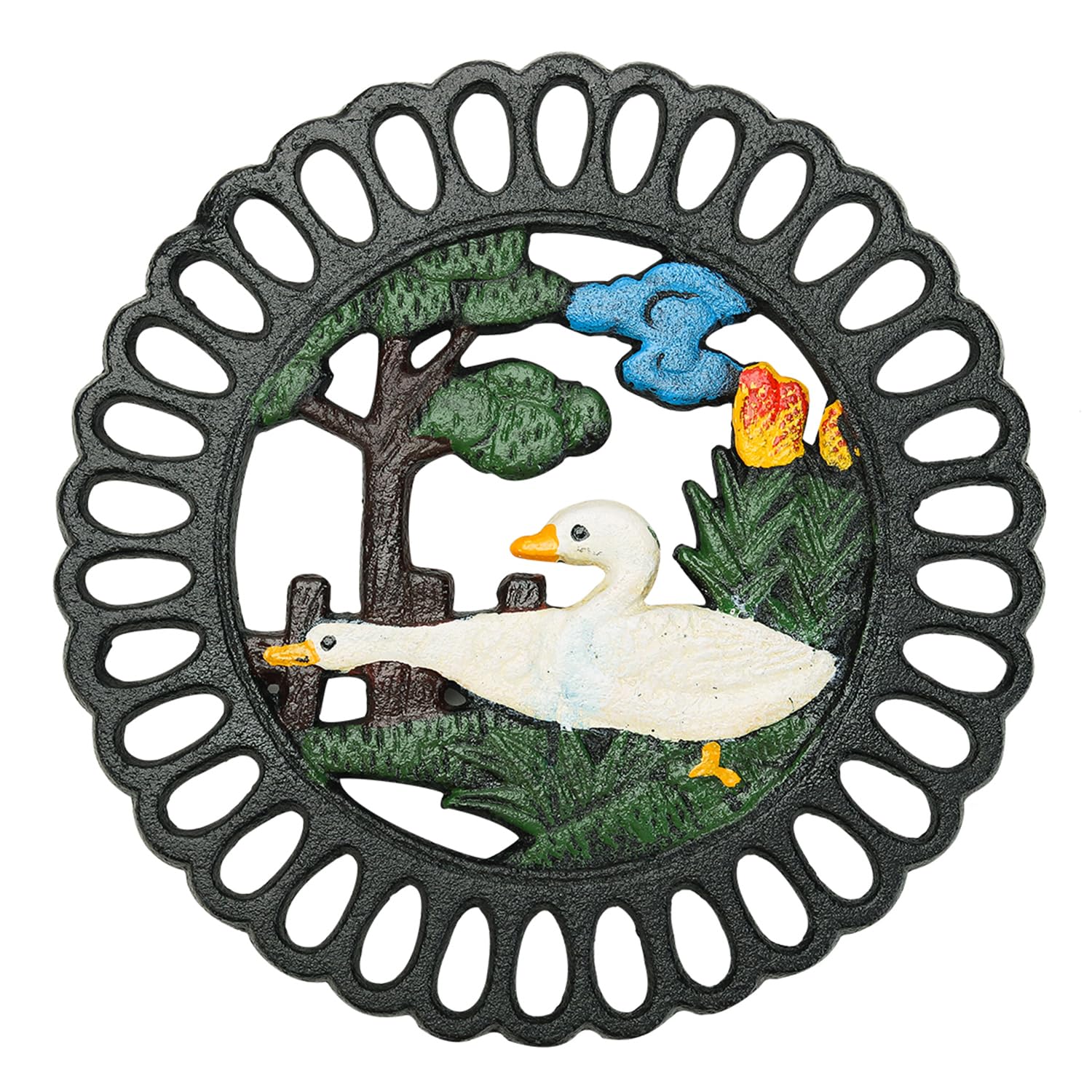 

Подставка-подставка Sungmor, Коврик под чайник, Подставка для чайника, Термостойкая, Чугунная, Нескользящая, Устойчивая к ржавчине, Толстая, Стильная, Яркий цветочный принт с утками