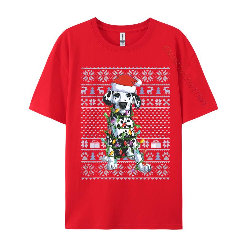 Vintage T Shirts Faddish Funny Dalmatian Dog Lover Santa Hat Ugly Tshirt Cotton Adult Tops  Tees Graphic Tees