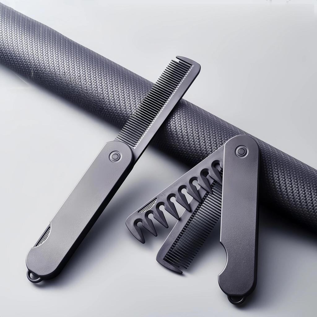 Professional 3 In 1 Pocket Folding Combs Wide Tooth Oil Head Comb Beard Combing Barber Hair Clipper Comb Salon Hair Styling Tool Double-sided Comb