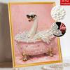 DIY Framed Pearl Painting Kit with Elegant Swan in Bathtub 5D Sparkling Bead Art Canvas Ready to Display Home Decor Modern Gift Idea