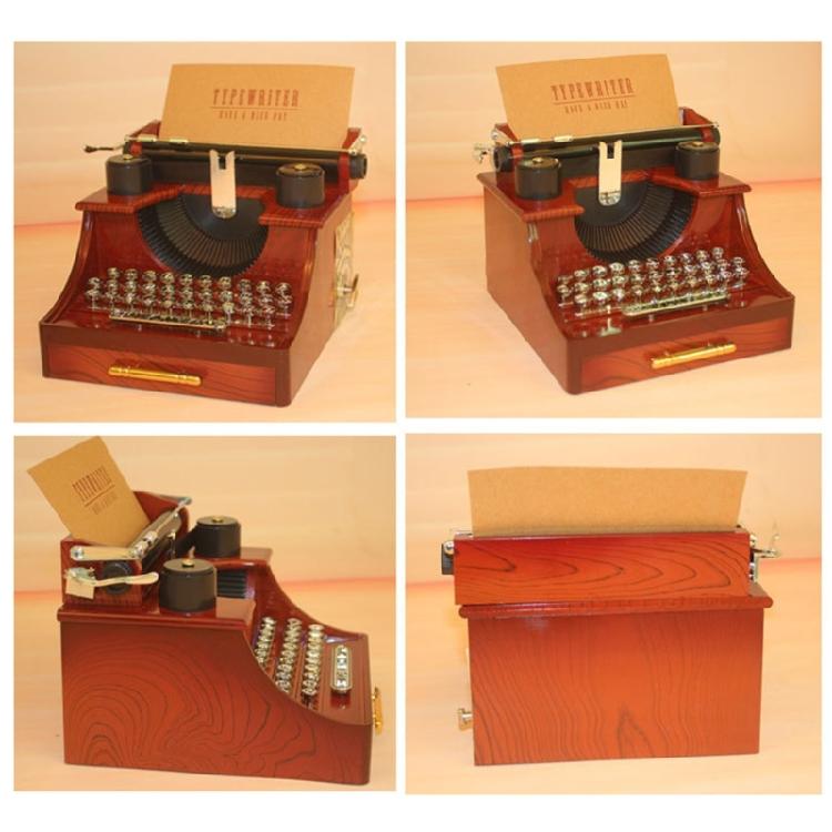 Classical Typewriter Shape Music Box Plastic Wind Up Ornament Plays Clear Melodies for Decorative and Gift Giving
