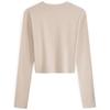 Calvin Klein Fashion Letter Ribbed Stretch Long Sleeve T-Shirt Women Tops Off-White J222390PED