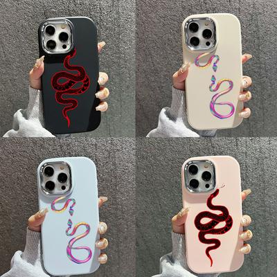 N73 Black Gold Snake Design Soft Back Cover for Samsung S24 Ultra A14 iPhone 16 Pro Max Xiaomi Redmi Note13 Plating Frame Camera Protector Case