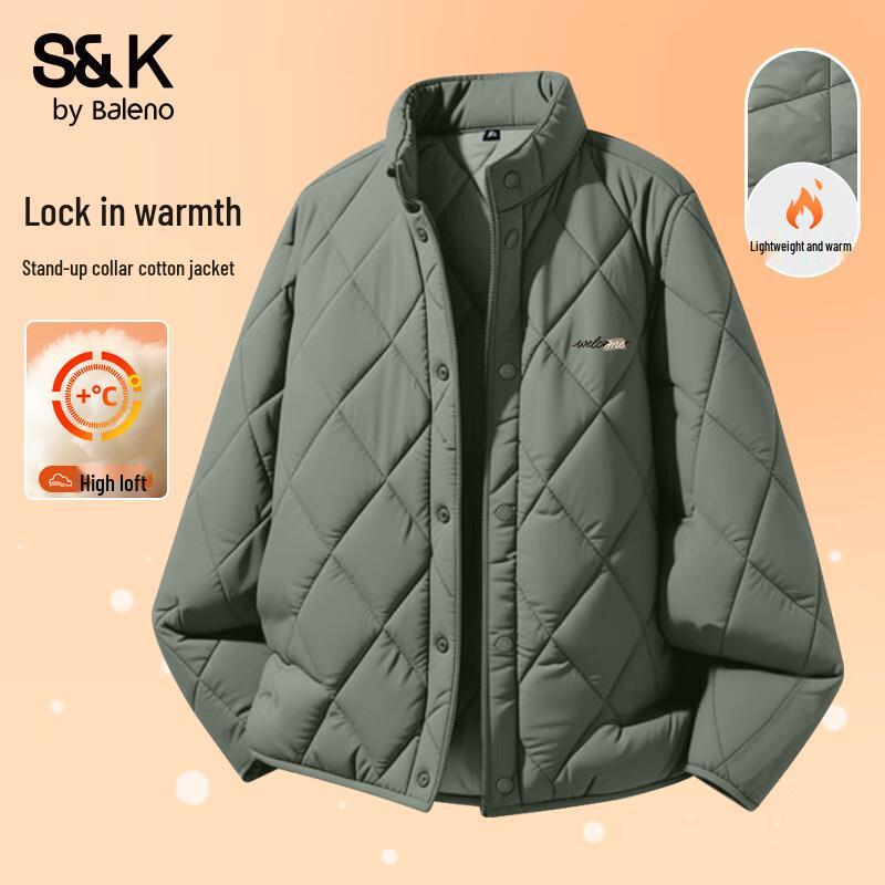 Baleno S&K Men s Quilted Stand-Collar Winter Padded Jacket L