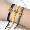 Conjunto de Pulseras Cruzadas Nudo Ruyi: Pulseras de Cuerda Tejidas a Mano con Chapado de Aleación para Parejas