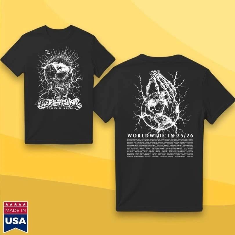 The Offspring Band 2 Sides Mohawk Skull Black S to 5XL Concert Shirt HM038 Unisex T-Shirt XXXXL