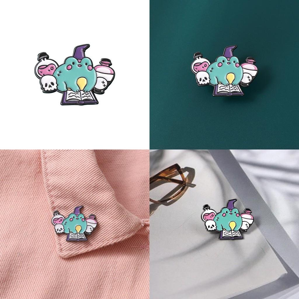 Cute Frog Character Alloy Pin Creative Chemistry Potion Bottle Fashionable Badge