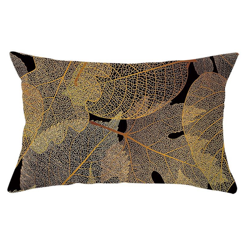 Black Gold Plant Series Waist Pillowcase Peach Skin Printed Sofa Pillowcase Home Fabric Supplies Pillowcase