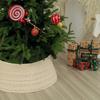 Christmas Tree Skirt Beige Knit Collar Home Party Decor