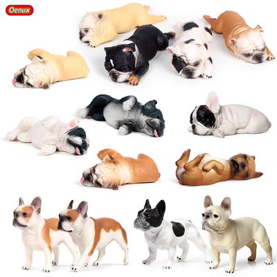 Oenux Reizende Französische Bulldogge Tiere Niedlicher Welpe Schlafen Fauler Hund Actionfiguren Modell Figur PVC Heimdekoration Lernspielzeug