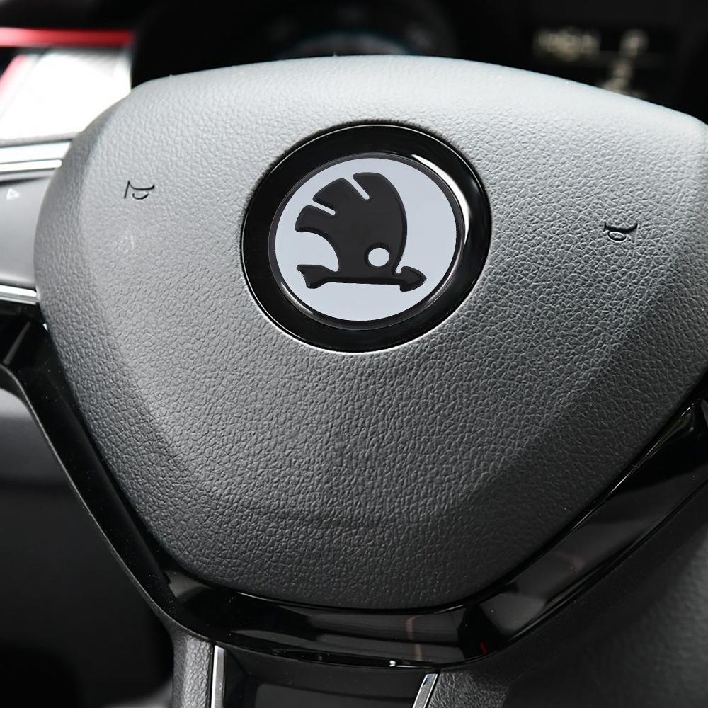 43/44mm Car Emblem Steering Wheel Center Badge Sticker Decal Styling For SKODA Fabia Karoq Kodiaq Yeti Rapid Octavia A5 Superb Usbn43