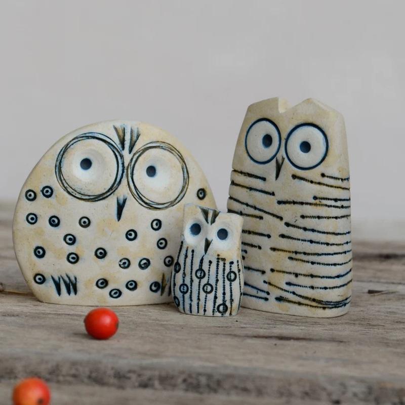 Three-Piece Owl Set, Lucky Owl Guardian, Animal Statue Gift, Interesting Owl Decoration, Bird Art Statue Home Decoration
