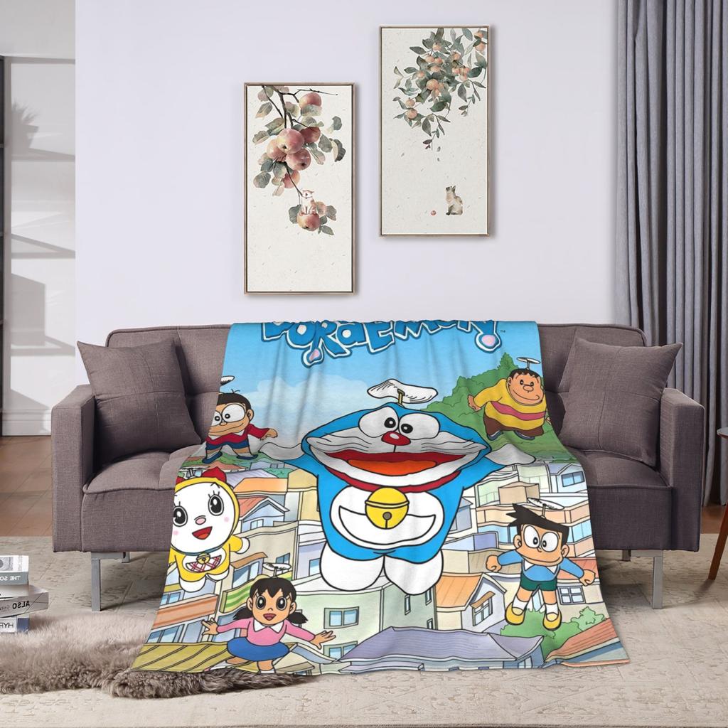Cartoon D-Doraemon  Warm Soft Blanket  Camping Plush Throw Blanket Novelty Bedroom Flannel Bedspread Sofa Bed Cover