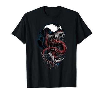 Marvel Comics Retro Klassisch Venom Brustaufbruch Großes Gesicht T-Shirt