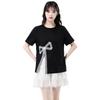 Women's Irregular Split Short-Sleeve Tee, Summer 2025, Loose Fit for Petite, Bowknot Design