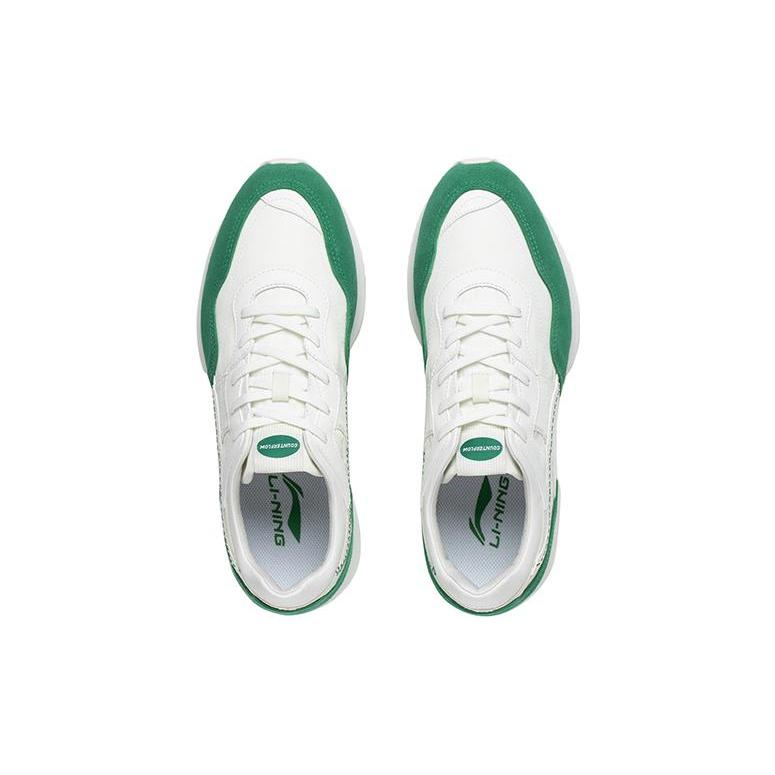 New LiNing CF Linen Woven Anti Slip And Wear Resistant Breathable Low Top Running Shoes Women's White Green AGCT174-3