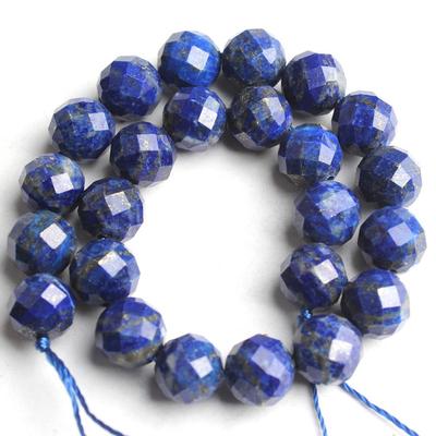 Facettierte Edelstein-Perlen aus Lapislazuli-Stein, rund, lose Distanzperlen für die Schmuckherstellung, 7,5 Zoll, 6/8 mm