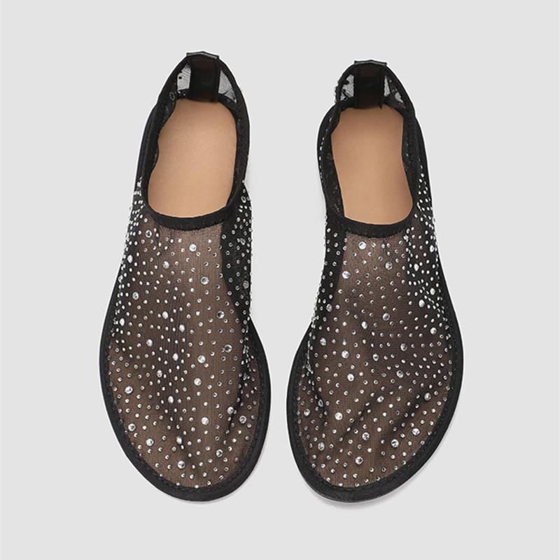 

Ins style Sequined Air mesh Women Ballet Flats Spring Summer Comfortable Soft Soles Lazy Dance Loafers Espadrilles Shoes 40 чёрный