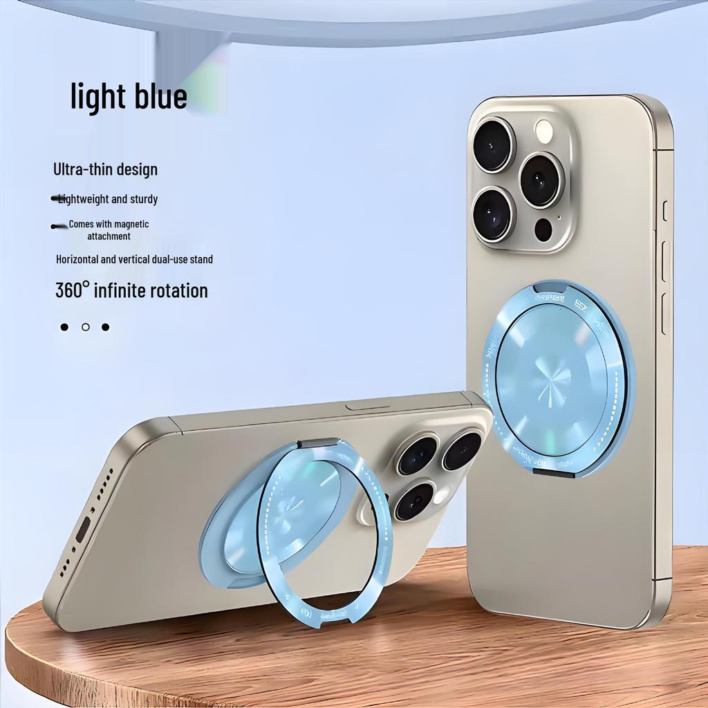MagSafe Double Ring Magnetic Phone Stand: Strong Grip Finger Ring & Desktop Mount with Case Back Sticker