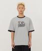 Tonilolenseu Lettering Applique Ringer T-Shirt Melange Grey