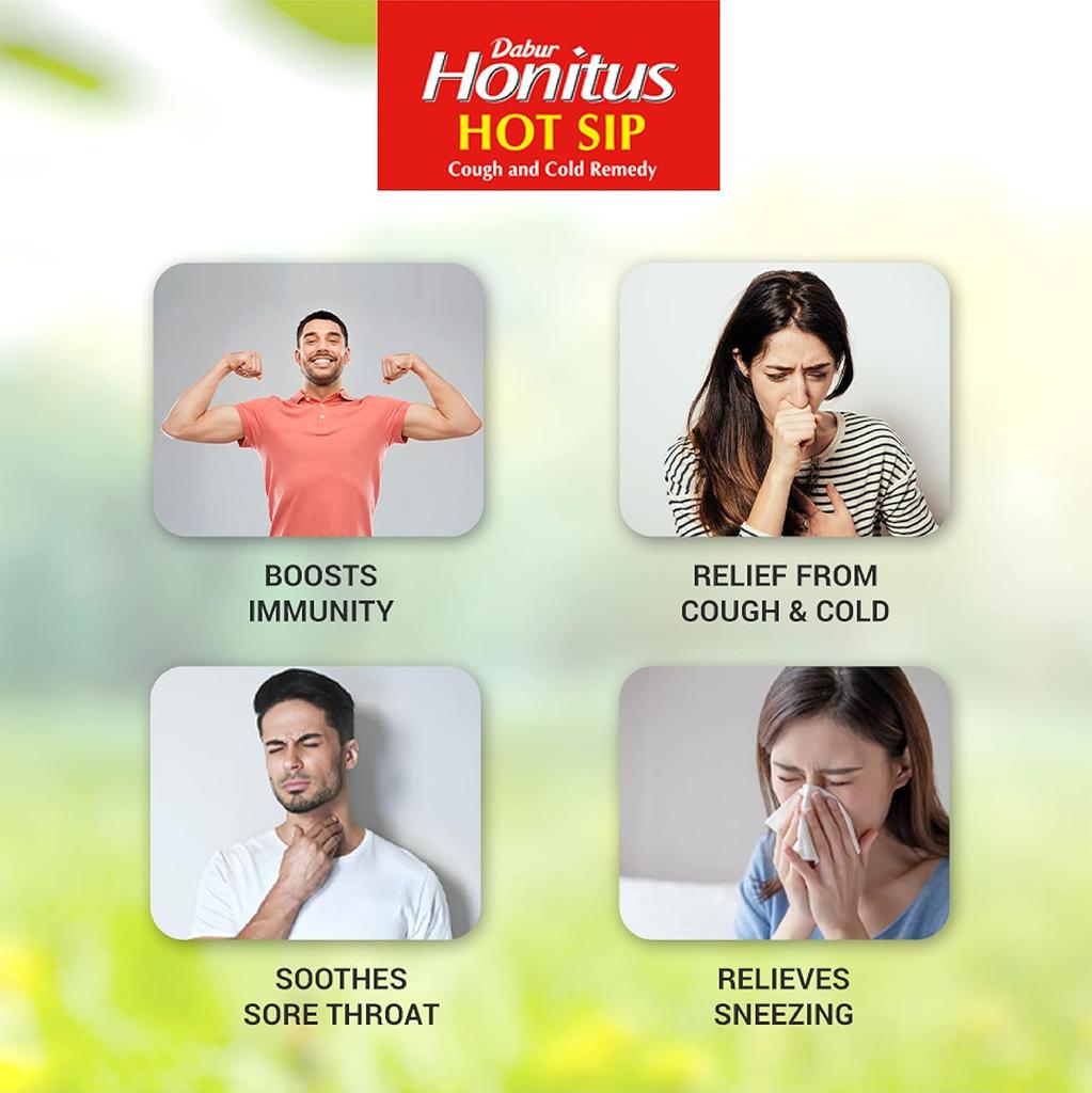Dabur Honitus Hot Sip 30 Sachets 4g Ayurvedic Kadha Instant Cough Cold Relief Natural Herbal Drink