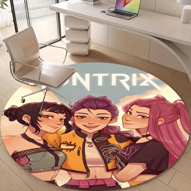 1pc KPop Demon Hunters9 Design Printed Area Round Carpet for Bedroom Living Room Home Decor Rugs Mat Non Slip Mat Rug for Bedside