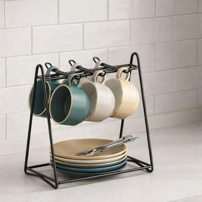 6 Cups Coffee Cup Holder Iron Cup Plate Rack Durable Mug Holder  Coffee Mugs