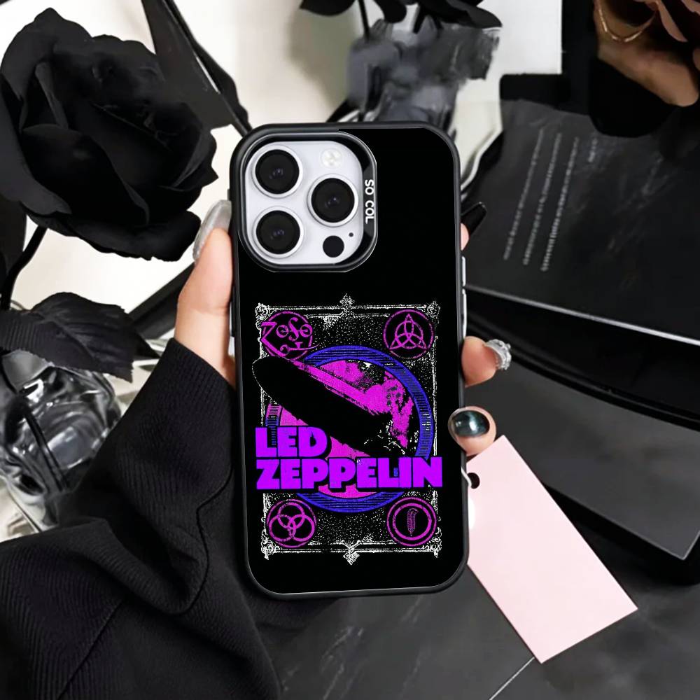 

cool L-Led Zeppelin Band Phone Case For iPhone17,16,15,14,13,12,11 Plus,Pro Max Colored Silver Plated Inside Cover iPhone12PROMAX