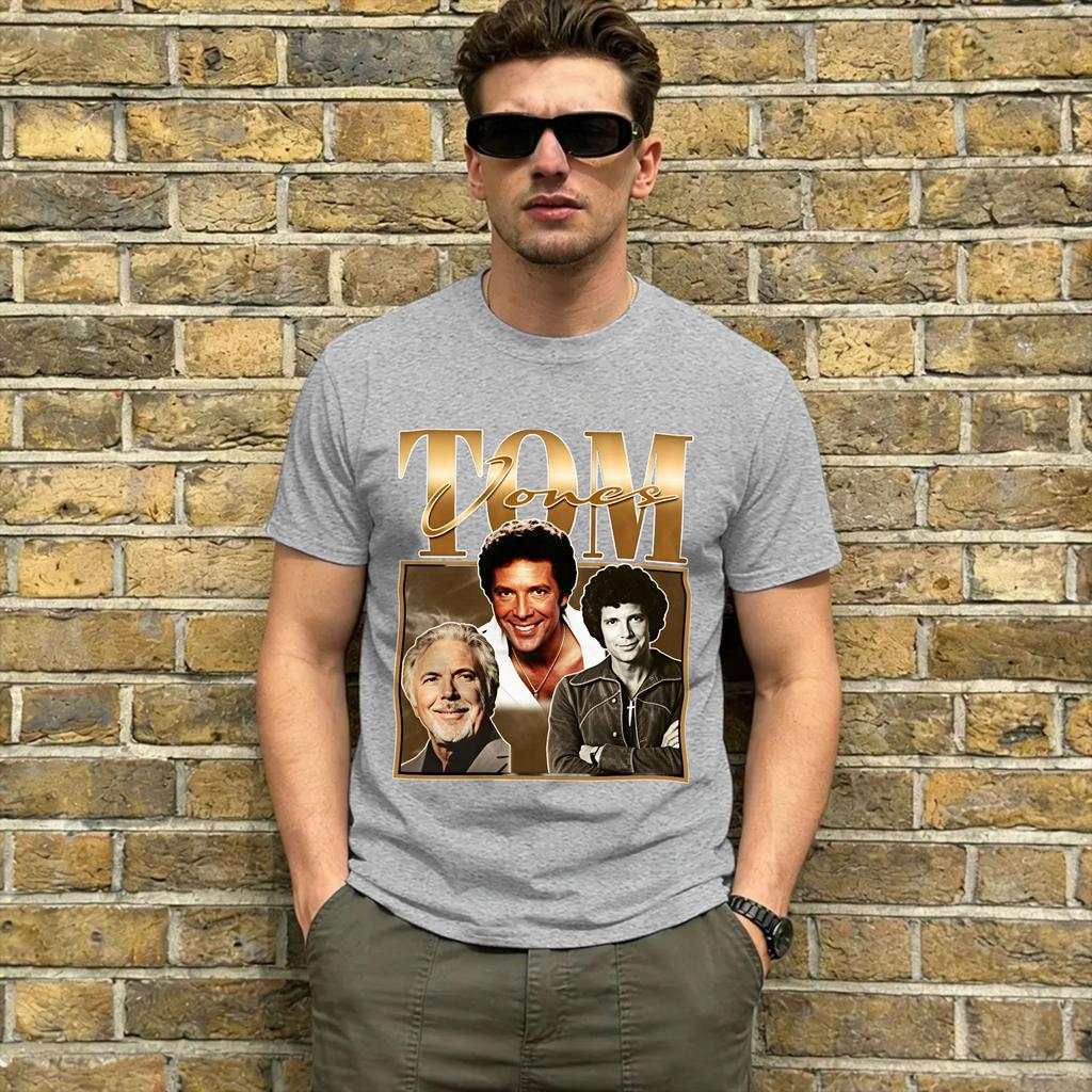 Maglietta in Cotone Tom Jones per Unisex Estate Streetwear Magliette Girocollo Hipster T-shirt Oversize Abbigliamento con Fantasia